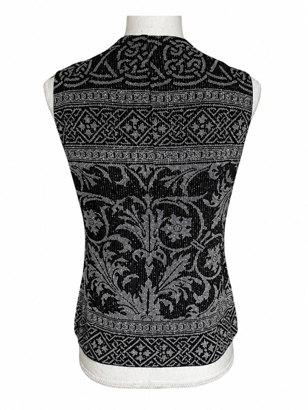 Alex Evenings Sparkle Sleeveless Top.  Black with silver sparkles. Petit Medium - Picture 4 of 7